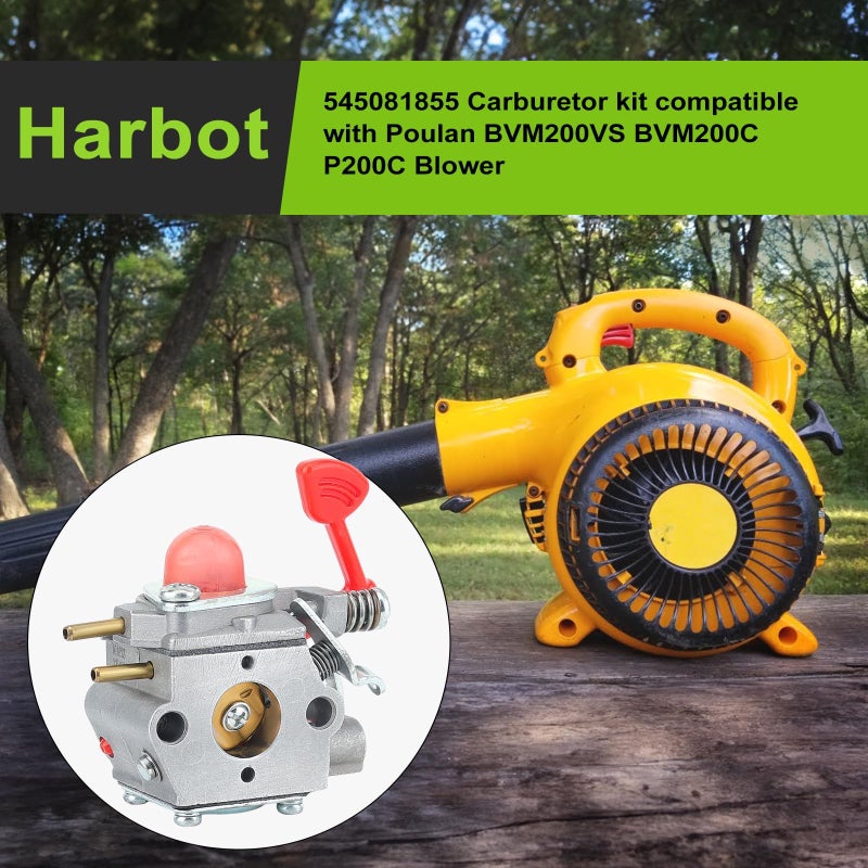 Harbot كربوراتور هاربوت BVM200VS لبوولان برو BVM200C P200C GBV325 P325 مجموعة كربوهيدرات قطع غيار منفاخ الأوراق 25CC من كرافتسمان 545081855 WT-875A WT-875 - Image 2